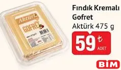 Aktürk Fındık Kremalı Gofret 475 g Aktürk Fındık Kremalı Gofret 475 g - BİM'de 59,00 TL