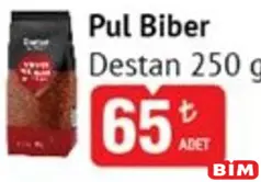 Destan Pul Biber 250 g Destan Pul Biber 250 g - BİM'de 65,00 TL