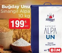 Sinangil Alpa Buğday Unu 10 kg Sinangil Alpa Buğday Unu 10 kg - BİM'de 199,00 TL