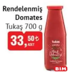 Tukaş Rendelenmiş Domates 700 g Tukaş Rendelenmiş Domates 700 g - BİM'de 33,50 TL