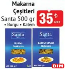 Santa Makarna Çeşitleri 500 gr Santa Makarna Çeşitleri 500 gr - BİM'de 35,00 TL