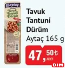 Aytaç Tavuk Tantuni Dürüm 165 g Aytaç Tavuk Tantuni Dürüm 165 g - BİM'de 47,50 TL