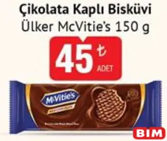 McVitie's Çikolata Kaplı Bisküvi 150 g McVitie's Çikolata Kaplı Bisküvi 150 g - BİM'de 45,00 TL
