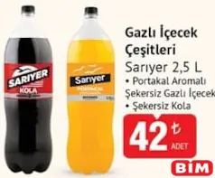 Sarıyer Gazlı İçecek Çeşitleri Kola 2,5 L Sarıyer Gazlı İçecek Çeşitleri Kola 2,5 L - BİM'de 42,00 TL