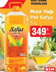 Safya Mısır Yağı Pet 5 L Safya Mısır Yağı Pet 5 L - BİM'de 349,00 TL