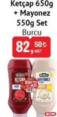 Burcu Ketçap 650 g + Mayonez 550 g Burcu Ketçap 650 g + Mayonez 550 g - BİM'de 82,50 TL