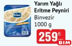 Binvezir Yarım Yağlı Eritme Peyniri 1000 g Binvezir Yarım Yağlı Eritme Peyniri 1000 g - BİM'de 259,00 TL