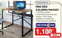 Ceramical MSE Eko Çalışma Masası 90x60x75 cm - BİM'de 1.100,00 TL