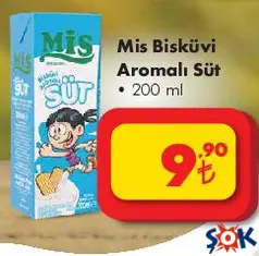 Mis Bisküvi Aromalı Süt 200 ml - ŞOK'da 9,90 TL