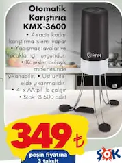 Kiwi KMX-3600 Kablosuz Otomatik Karıştırıcı - ŞOK'da 349,00 TL