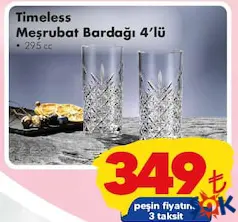 Paşabahçe Timeless 52820 295 cc 4'lü Meşrubat Bardağı - ŞOK'da 349,00 TL