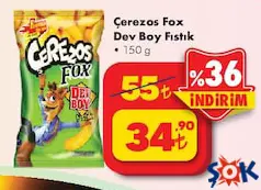 Çerezos Fox Dev Boy Fıstıklı Mısır 150 gr - ŞOK'da 34,90 TL