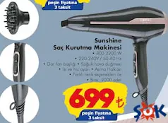 Range Sunshine 2200 W Saç Kurutma Makinesi - ŞOK'da 699,00 TL
