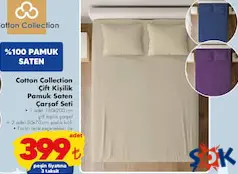 Cotton Collection Çift Kişilik Pamuk Saten Çarşaf Seti - ŞOK'da 399,00 TL