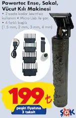 Powertec Ense Sakal Vücut Kılı Makinesi - ŞOK'da 199,00 TL