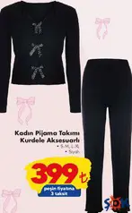 Kadın Pijama Takımı Kurdele Aksesuarlı - ŞOK'da 399,00 TL