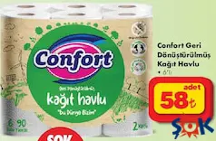 Confort Geri Dönüştürülmüş 6'lı Kağıt Havlu - ŞOK'da 58,00 TL