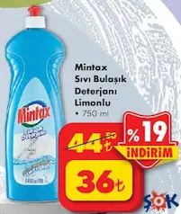 Mintax Limonlu 750 ml Sıvı Bulaşık Deterjanı - ŞOK'da 36,00 TL