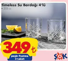 Paşabahçe Timeless 52810 205 cc 4'lü Viski Bardağı - ŞOK'da 349,00 TL