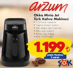 Arzum Okka Minio Jet OK0013 Türk Kahvesi Makinesi - ŞOK'da 1.199,00 TL