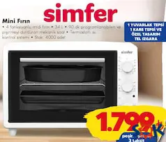 Simfer Mini Fırın - ŞOK'da 1.799,00 TL
