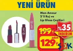 Mon Amour 2'li Ruj ve Lip Gloss Çeşitleri - ŞOK'da 129,00 TL