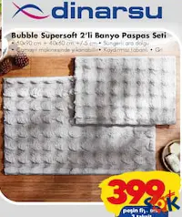 Dinarsu Bubble Supersoft 2'li Banyo Paspas Seti - ŞOK'da 399,00 TL