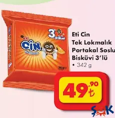 Eti Cin Portakallı Bisküvi 3x114 gr - ŞOK'da 49,90 TL