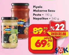 Piyale 190 gr Makarna Pesto Sosu - ŞOK'da 69,90 TL