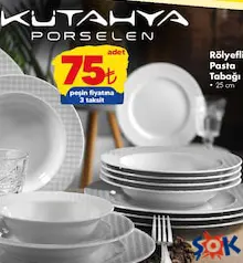 Kütahya Porselen Rölyefli Pasta Tabağı 25 cm - ŞOK'da 75,00 TL