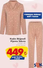 Kadın Düğmeli Pijama Takımı - ŞOK'da 449,00 TL