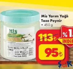 Mis Yarım Yağlı Taze Peynir 450 gr - ŞOK'da 95,00 TL