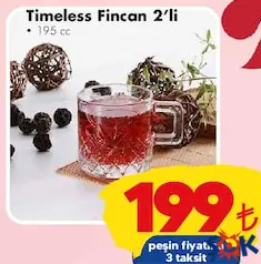 Paşabahçe Timeless 55452 195 cc 2'li Kulplu Bardak - ŞOK'da 199,00 TL