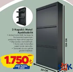 3 Kapaklı Metal Ayakkabılık - ŞOK'da 1.750,00 TL