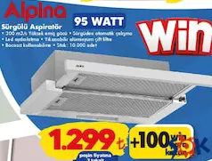 Alpina Sürgülü Aspiratör 95 W - ŞOK'da 1.299,00 TL