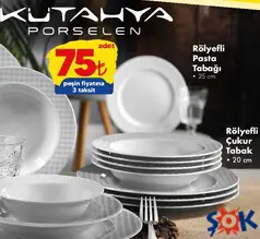 Kütahya Porselen Rölyefli Çukur Tabak 20 cm - ŞOK'da 75,00 TL
