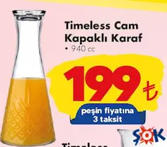 Paşabahçe Timeless Cam Kapaklı Karaf 940 cc - ŞOK'da 199,00 TL