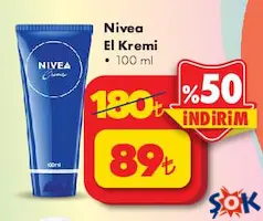 Nivea 100 ml El Bakım Kremi - ŞOK'da 89,00 TL