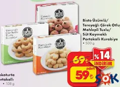Bistro Üzümlü/Tereyağlı Çörek Otlu/Mahlepli Tuzlu/Süt Kaymaklı Portakallı Kurabiye 500 g - ŞOK'da 59,00 TL