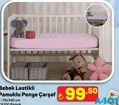 Bebek Lastikli Pamuklu Penye Çarşaf 70x140 cm - A101'de 99,50 TL