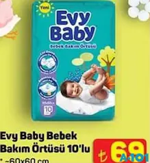 Evy Baby Bebek Bakım Örtüsü 10'lu 60x60 cm - A101'de 69,00 TL