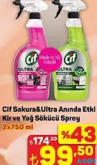 Cif Sakura & Ultra Anında Etki Kir Ve Yağ Sökücü Sprey 2'li 2x750 ml - A101'de 99,50 TL