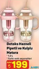 Detoks Hazneli Pipetli ve Kulplu Matara 1,3 L - A101'de 199,00 TL