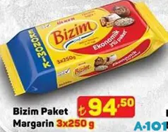 Bizim Paket Margarin 3x250 g - A101'de 94,50 TL