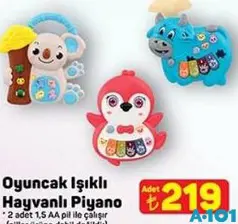 Oyuncak Işıklı Hayvanlı Piyano - A101'de 219,00 TL