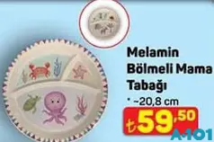 Melamin Bölmeli Mama Tabağı 20,8 cm - A101'de 59,50 TL