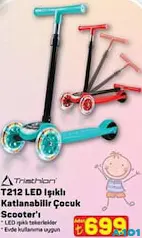 Triathlon T212 LED Işıklı Katlanabilir Çocuk Scooter - A101'de 699,00 TL