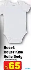 Bebek Beyaz Kısa Kollu Body - A101'de 65,00 TL