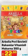 Arbella Pırıl Sevimli Rakamlar Vitaminli Makarna 350 g - A101'de 22,50 TL
