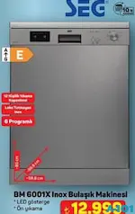 Seg BM 6001X 6 Programlı İnox Bulaşık Makinesi - A101'de 12.999,00 TL